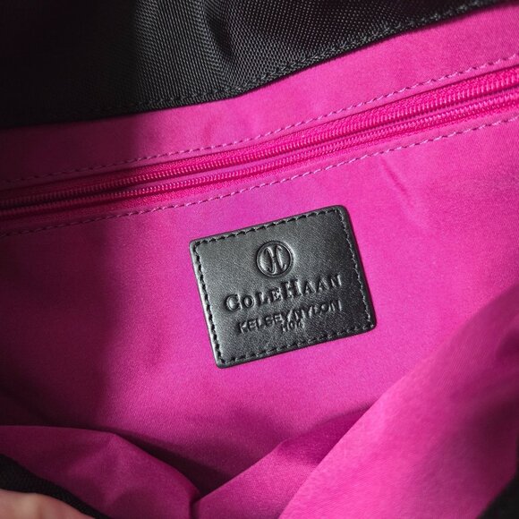 Cole Haan Purse Black Nylon Satchel Tote Travel Packable Handbag - Picture 8 of 11